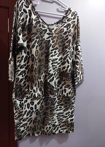 Leopar Desenli V Yaka Tunik - Görsel 2