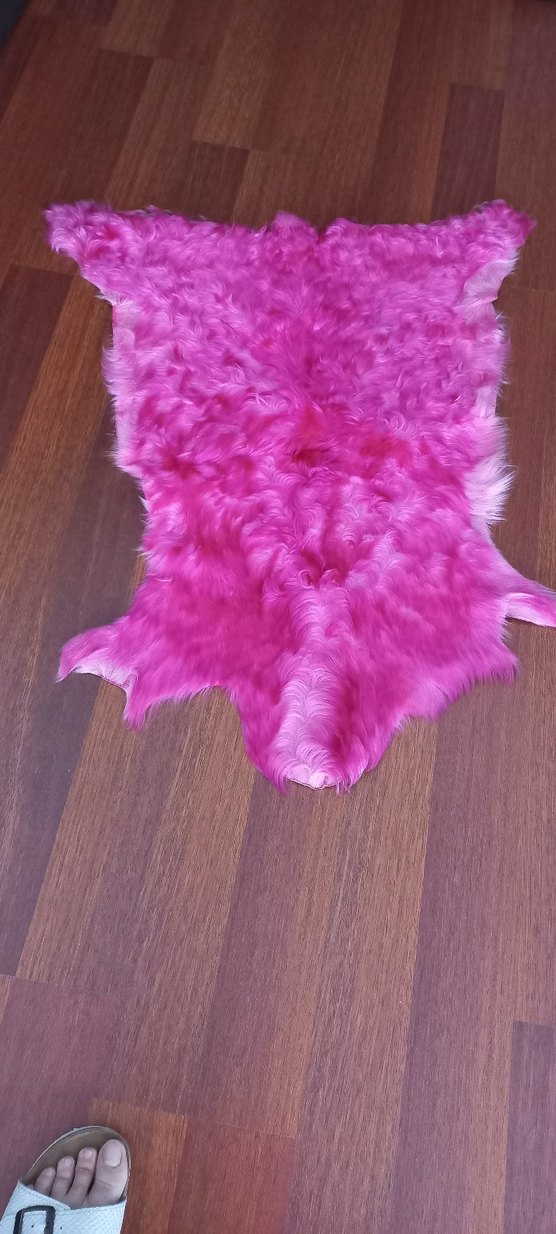 Pembe Bohem Tarzda hakiki post Halı - Görsel 2