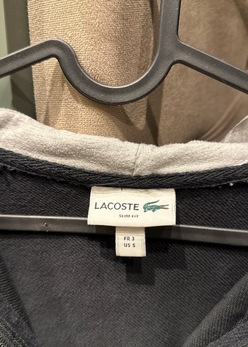 s Beden Lacoste siyah gri kapşonlu ceket
