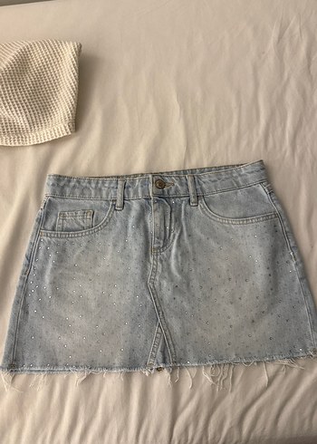 Bershka taşlı kot etek