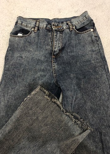 Gri Loose Fit Midi Kadın Kot Pantolon