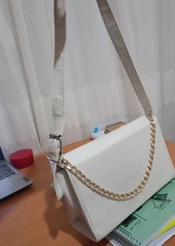 Beyaz Deri Kadın kol çantası - Görsel 3