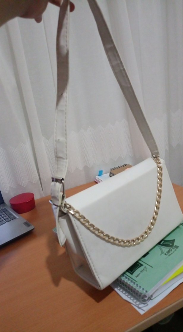 Beyaz Deri Kadın kol çantası - Görsel 3