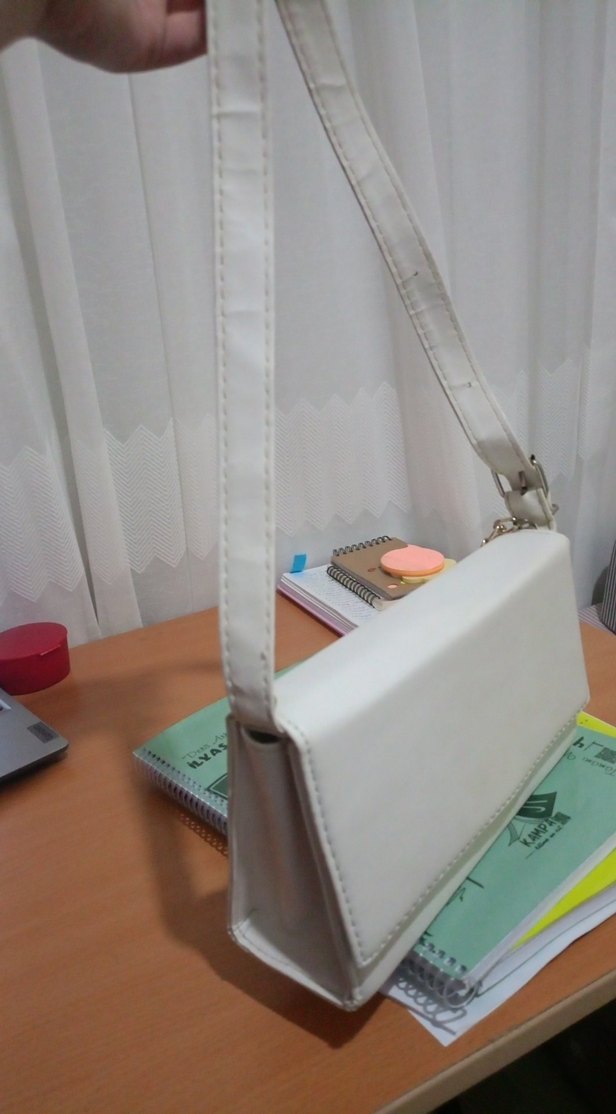 Beyaz Deri Kadın kol çantası - Görsel 2