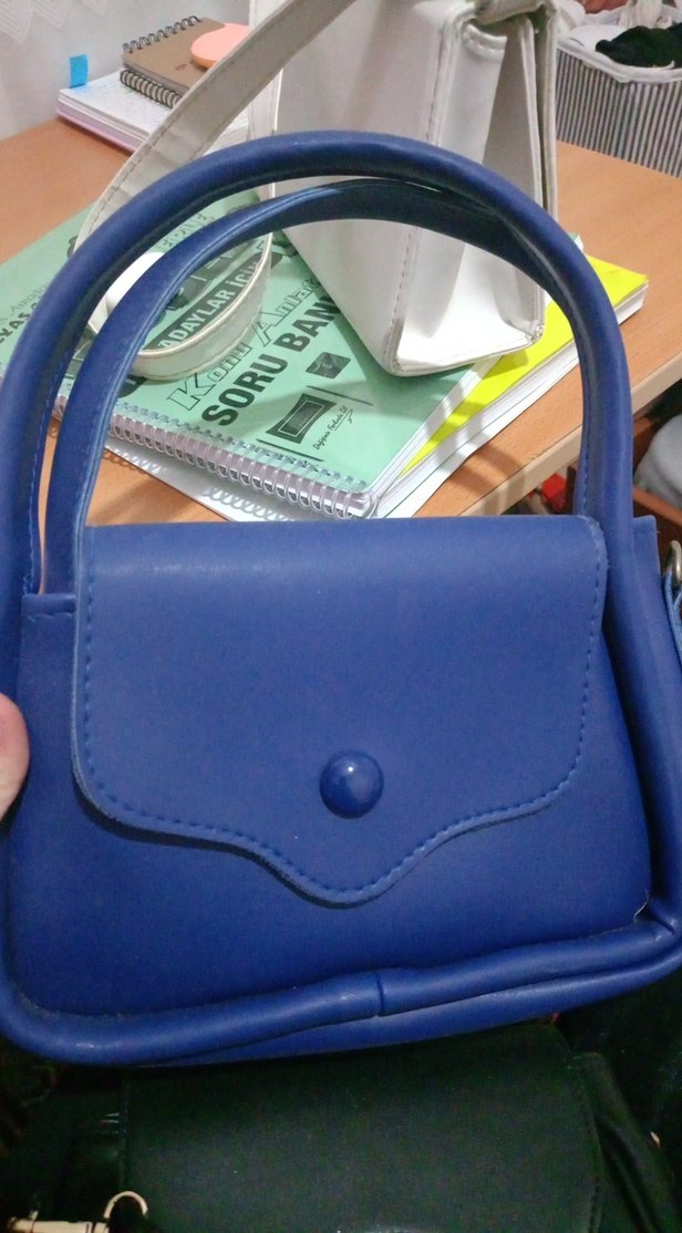 Mavi Deri Kadın Omuz Çantası - Görsel 3