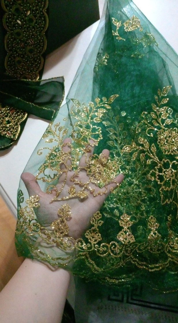 Yeşil İşlemeli Uzun Kadın kına Elbisesi - Görsel 4