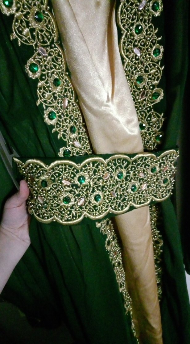 Yeşil İşlemeli Uzun Kadın kına Elbisesi - Görsel 3