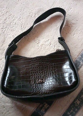 siyah Yılan Derisi Desenli Kadın Deri Çanta - Görsel 2