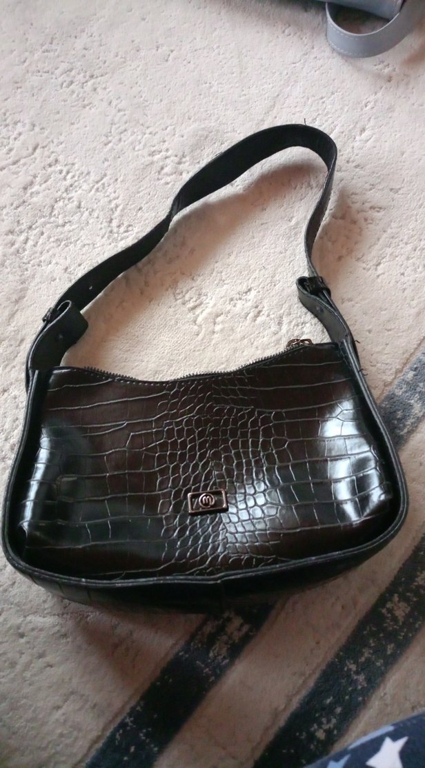 siyah Yılan Derisi Desenli Kadın Deri Çanta - Görsel 2