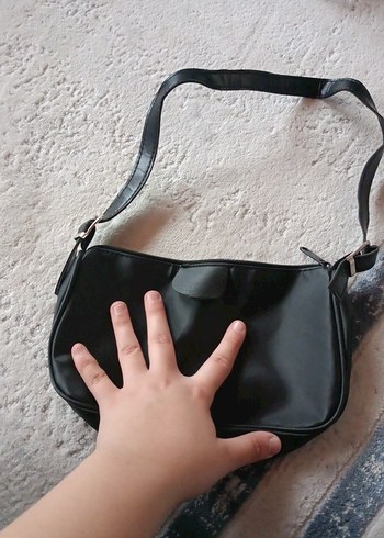 Siyah Deri Tokalı Kadın Çanta - Görsel 2