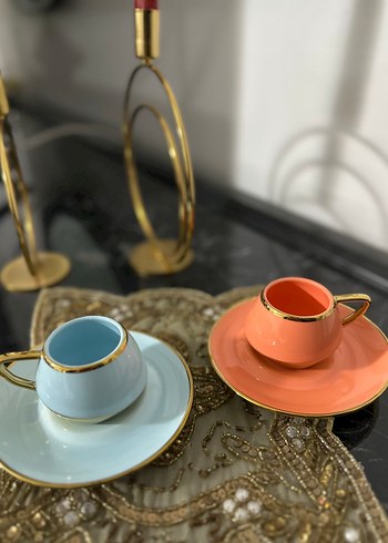 Karaca Altin Detayli Pastel Porselen Kahve Fincani Seti