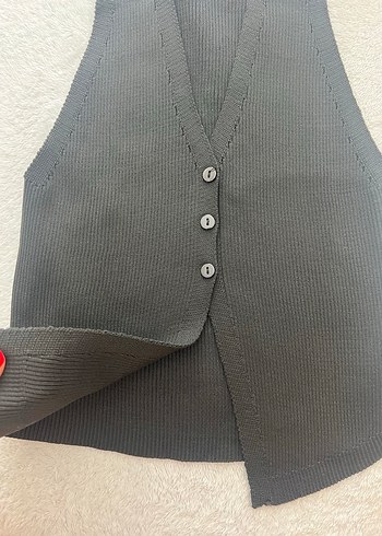 s Beden Düğmeli siyah Triko Kadın Yelek