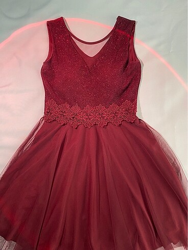 Bordo Parlak Abiye Elbise - Görsel 2