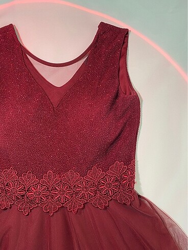 Bordo Parlak Abiye Elbise - Görsel 5