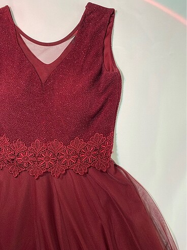 Bordo Parlak Abiye Elbise - Görsel 7