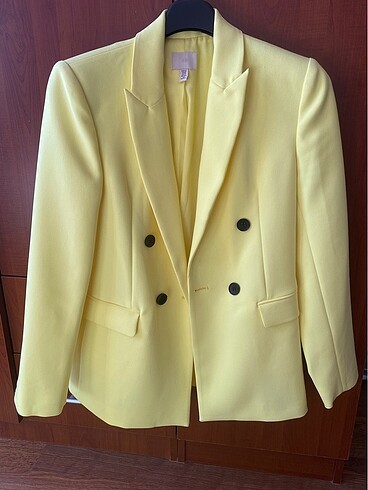H&M H&M kruvaze blazer limon sarısı