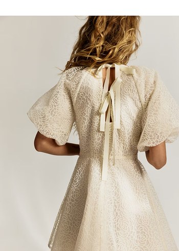 Dantel Detaylı Beyaz Midi elbise - Görsel 4