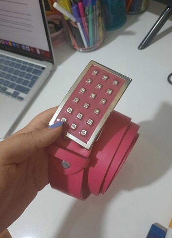 pembe renkli tasli kemer #y2k