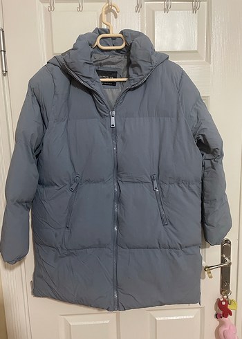 Gri Midi Kadın Kışlık Mont - Görsel 13