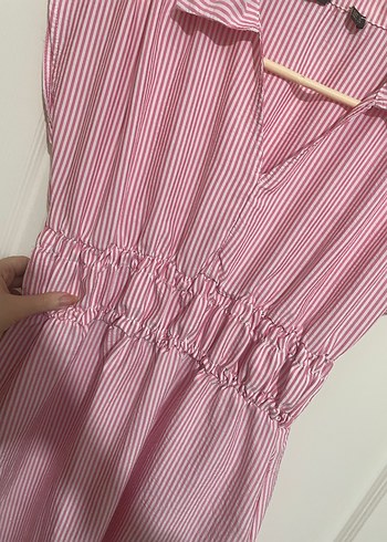 Pembe Çizgili Elbise - Görsel 5