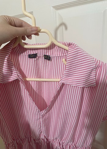 Pembe Çizgili Elbise - Görsel 4