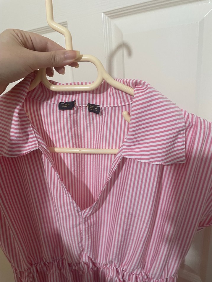 Pembe Çizgili Elbise - Görsel 4