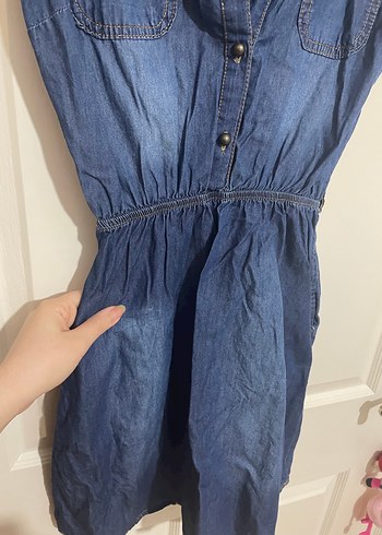 Kadın Lacivert Kolsuz Kot Elbise - Görsel 6