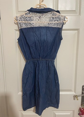 Kadın Lacivert Kolsuz Kot Elbise - Görsel 2