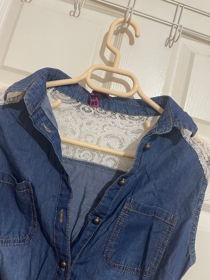 Kadın Lacivert Kolsuz Kot Elbise - Görsel 3