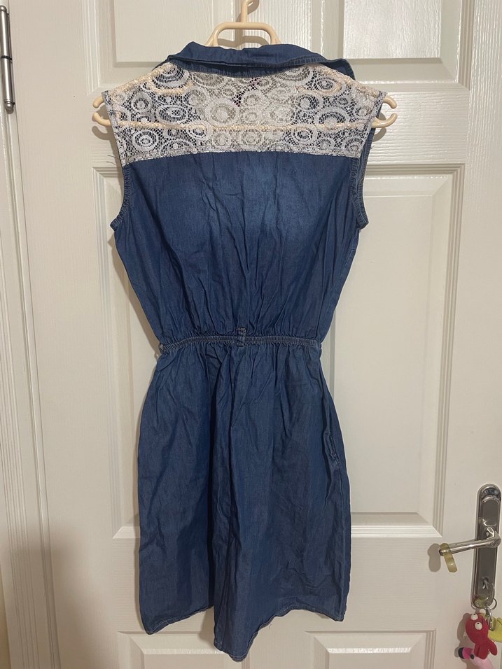 Kadın Lacivert Kolsuz Kot Elbise - Görsel 2