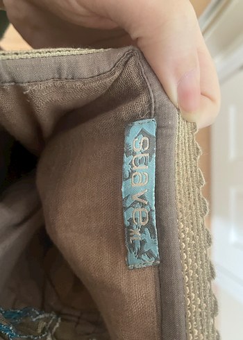 Nakışlı, askılı, bol kesim keten elbise - Görsel 7