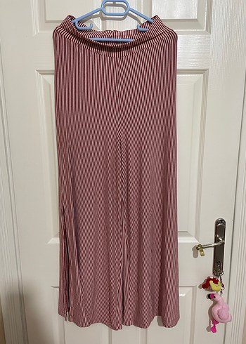 Çizgili Kadın Geniş Paça Pantolon - Görsel 2