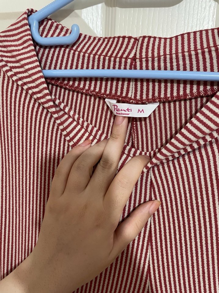 Çizgili Kadın Geniş Paça Pantolon - Görsel 4