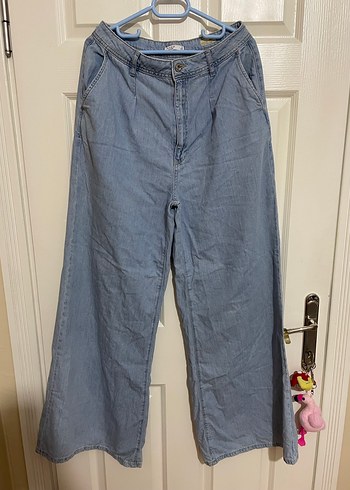 Kadın Mavi Bol Kesim Kot Pantolon - Görsel 4