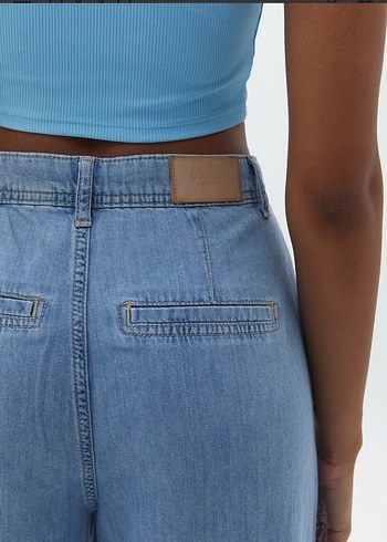 Kadın Mavi Bol Kesim Kot Pantolon - Görsel 3