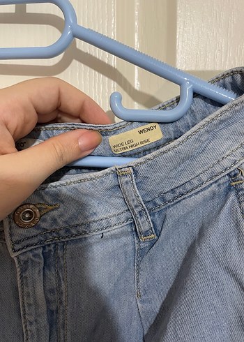 Kadın Mavi Bol Kesim Kot Pantolon - Görsel 6