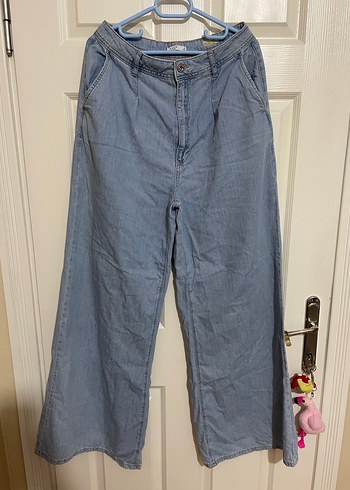 Kadın Mavi Bol Kesim Kot Pantolon - Görsel 13