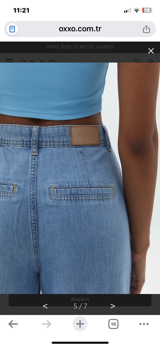 Kadın Mavi Bol Kesim Kot Pantolon - Görsel 3