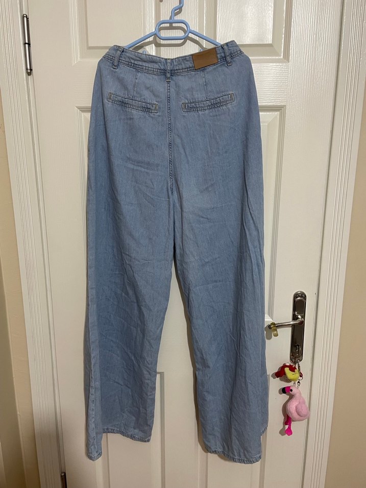 Kadın Mavi Bol Kesim Kot Pantolon - Görsel 5