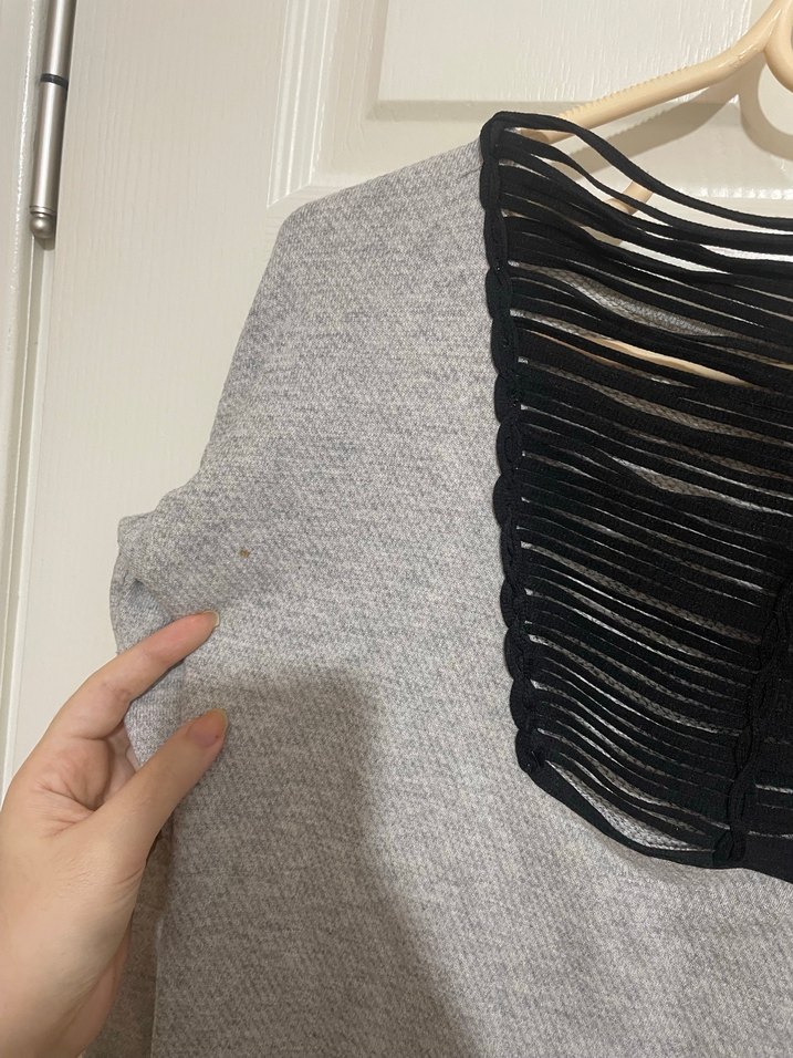 Gri Uzun Kollu Örme Kadın Kazak - Görsel 3