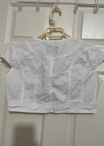 Beyaz Pamuklu Kısa Kollu Bolero - Görsel 2