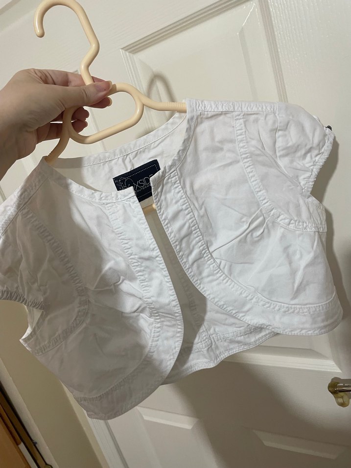 Beyaz Pamuklu Kısa Kollu Bolero - Görsel 5