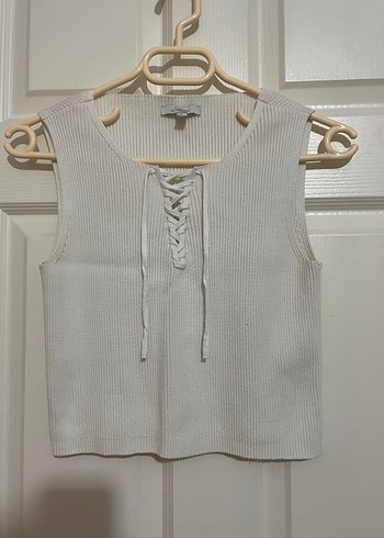 Mavi jeans Halter Yaka Kısa Triko Kadın Atlet - Görsel 6