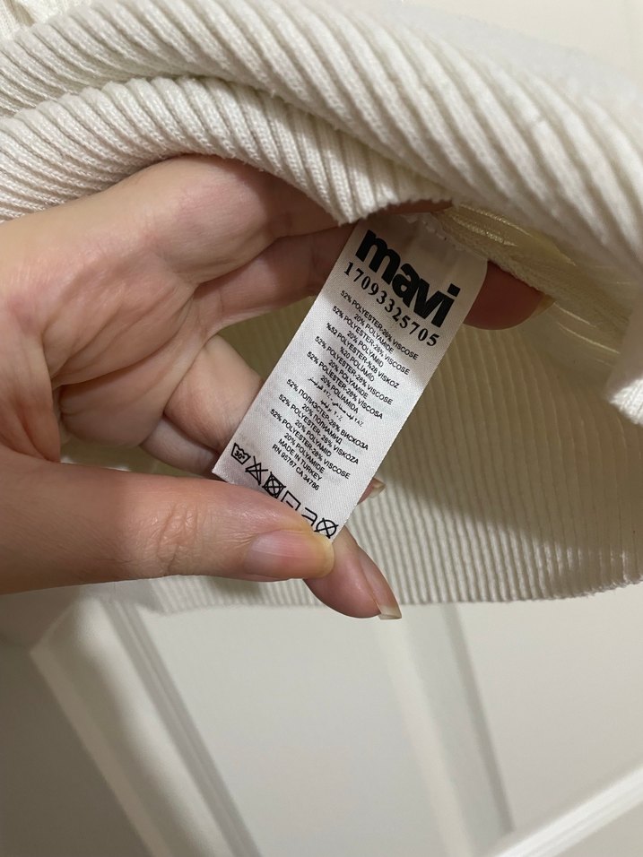 Mavi jeans Halter Yaka Kısa Triko Kadın Atlet - Görsel 5