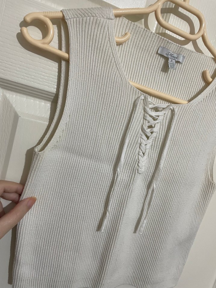 Mavi jeans Halter Yaka Kısa Triko Kadın Atlet - Görsel 4