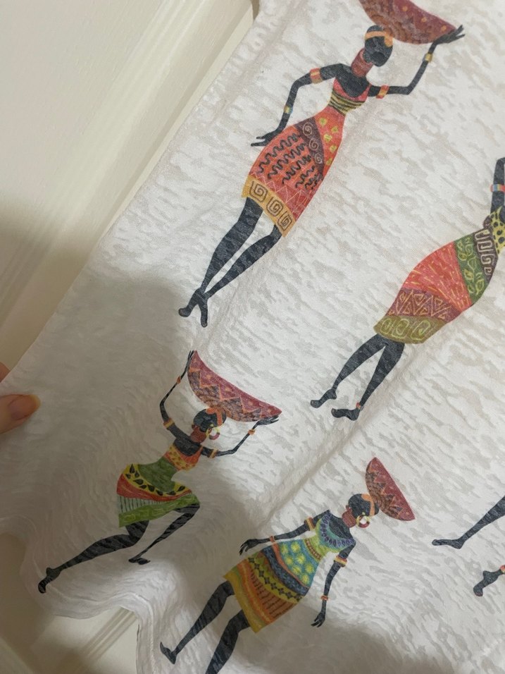 Bohem Çok Renkli Baskılı Kısa Kollu Tişört - Görsel 4