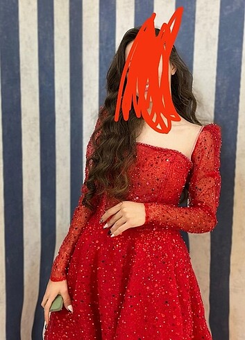 Kırmızı pullu yeni mode özel dikim nişanlık abiye uzun abiye