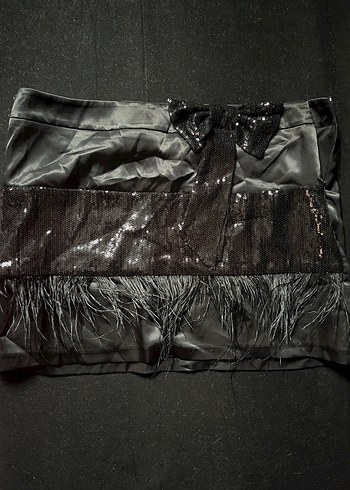 Siyah Kürklü Mini Gotik Etek