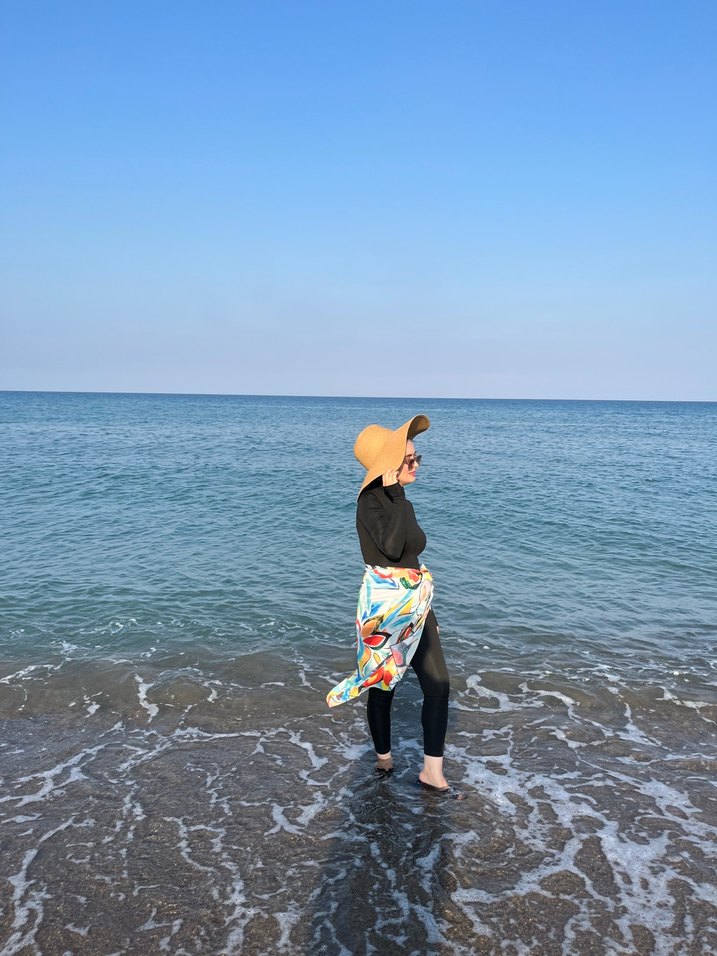 Siyah haşema Uzun Pembe Bağlamalı Bohem Pareo - Görsel 3