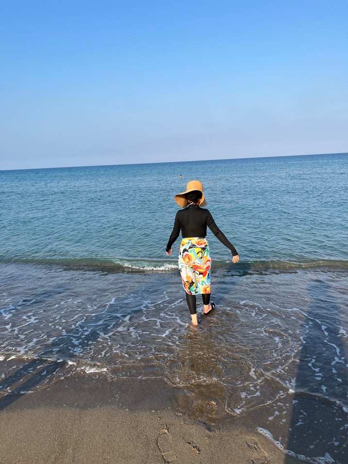 Siyah haşema Uzun Pembe Bağlamalı Bohem Pareo - Görsel 4